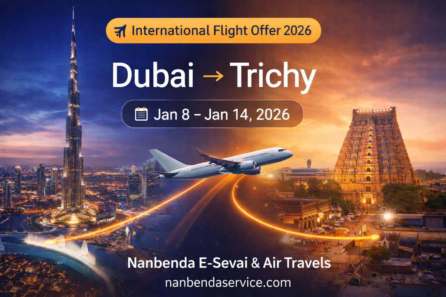 Dubai to Trichy Flight  Ticket Offer Fare Jan 2026