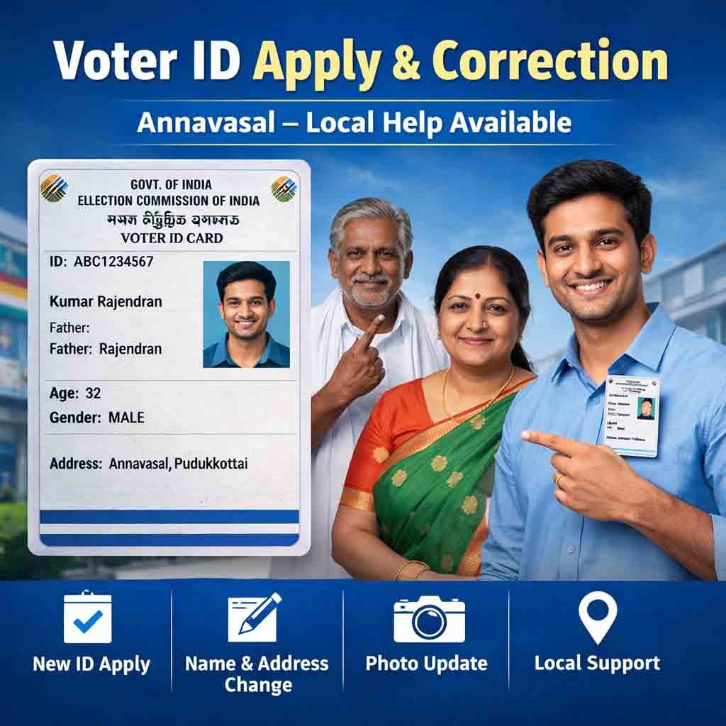 Voter ID apply and correction services in Annavasal Pudukkottai