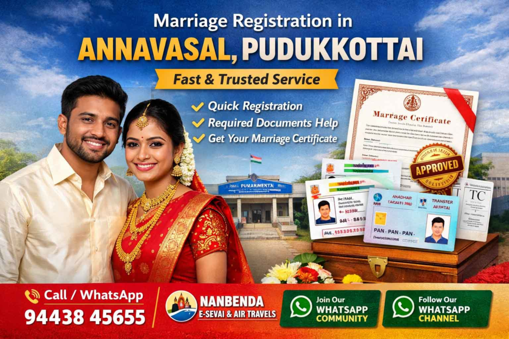 Marriage Registration Service in Annavasal Pudukkottai Tamil Nadu