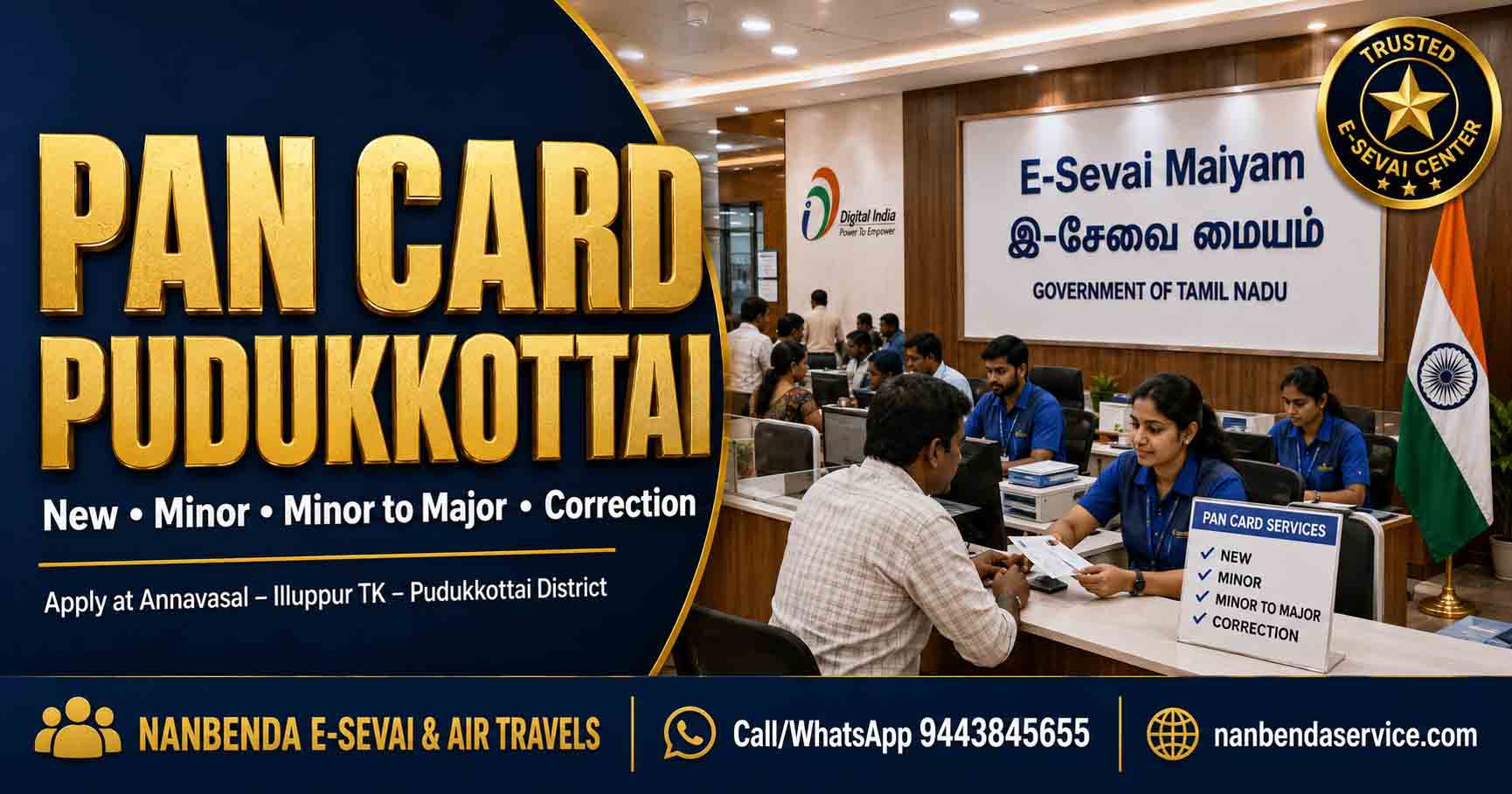 PAN Card Pudukkottai – New, Minor & Correction 2026