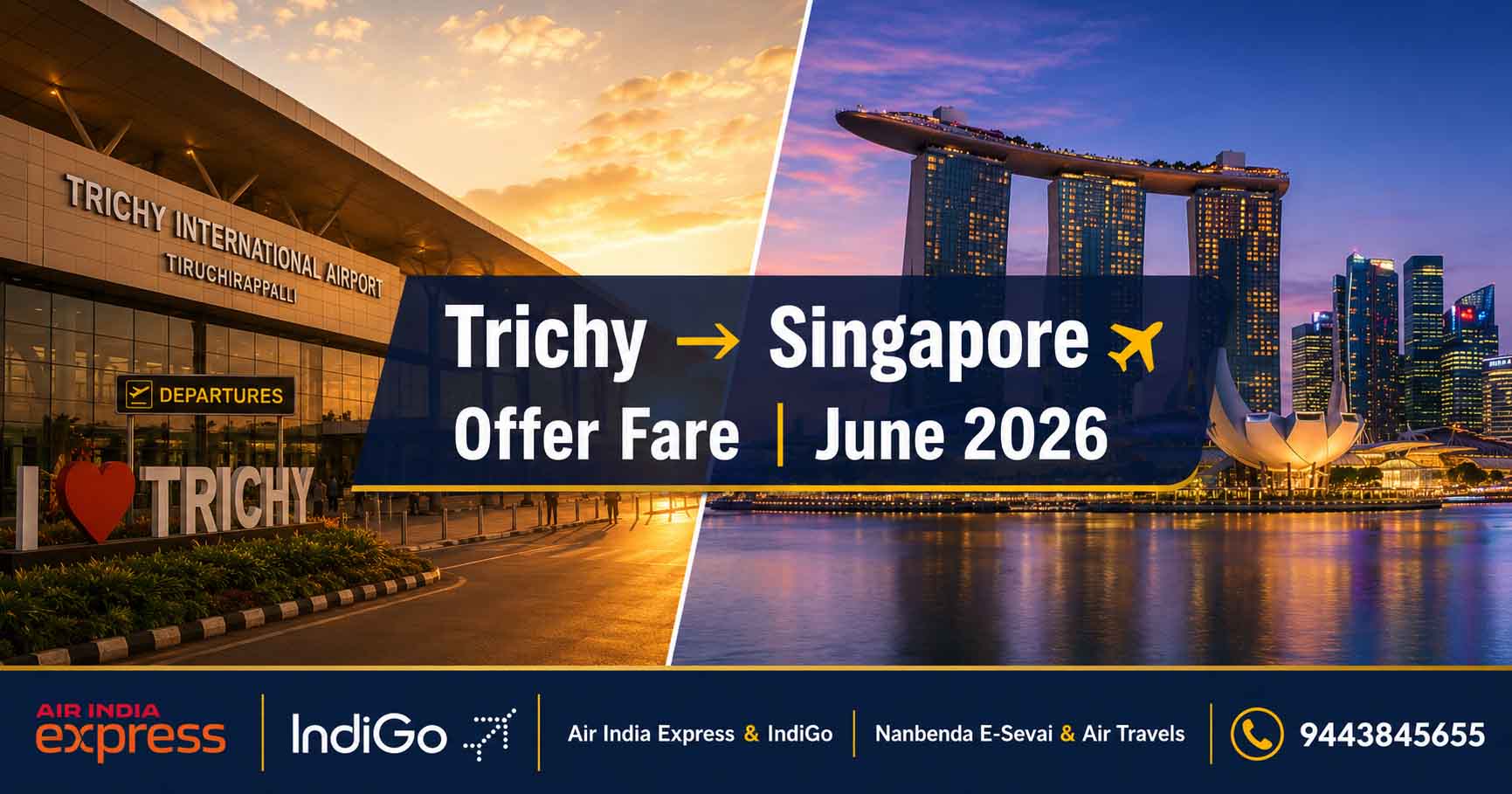 Trichy to Singapore Flight: Best 2026 Offer Fare June 15